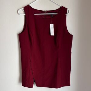 White House Black Market Sleeveless blouse Trina long bodice Rosso Women 12 NWT